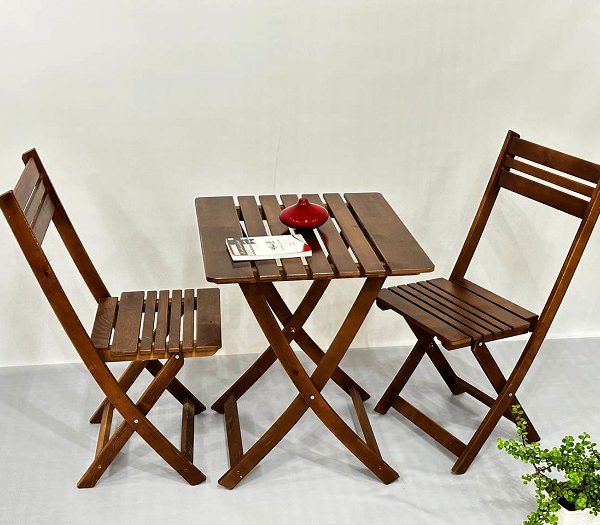 میزوصندلی تاشو کامل چوبی دو نفره