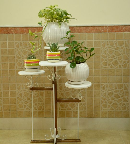 استند گلدان چوب و فلز کد 203