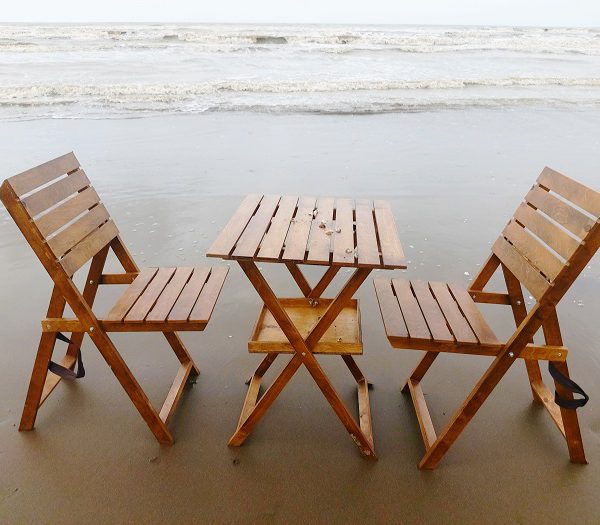 میزوصندلی تاشو مسافرتی همراه با سینی