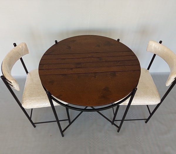 میز گرد غذا خوری دو نفره همراه با صندلی
